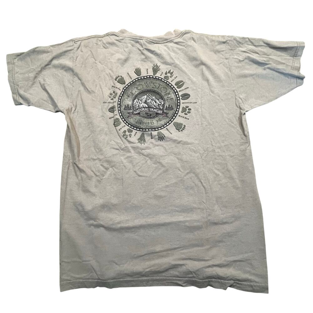 Yellowstone National Park Graphic Tee Large Wildlife Tracks‎ USA
